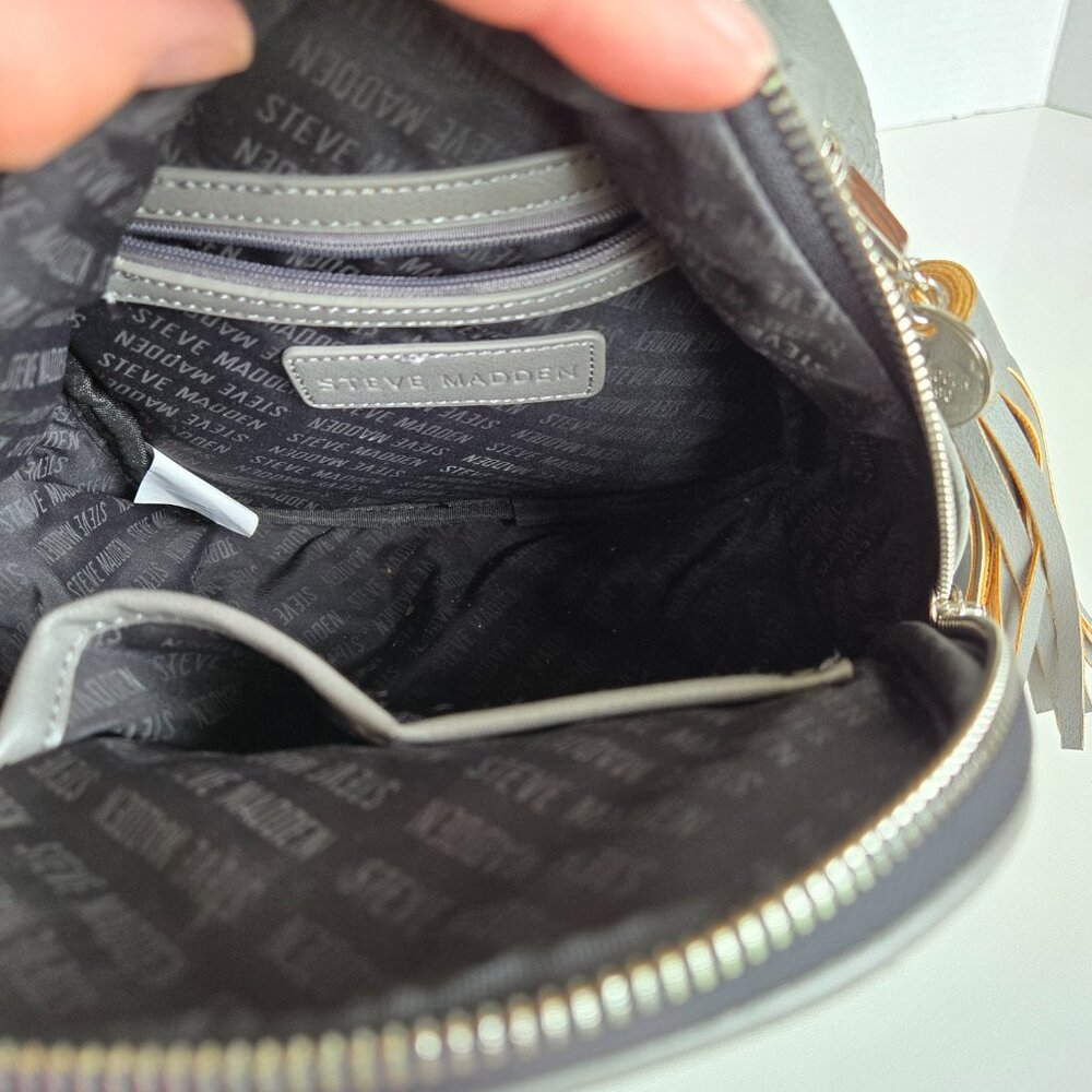 STEVE MADDEN Gray Embossed Small Backpack - Picture 5 of 6